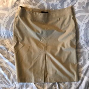Tan Pencil Skirt With Front Slit